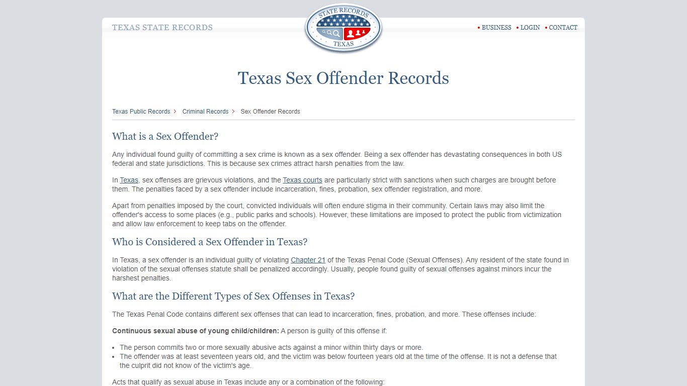 Texas Sex Offender Records | StateRecords.org