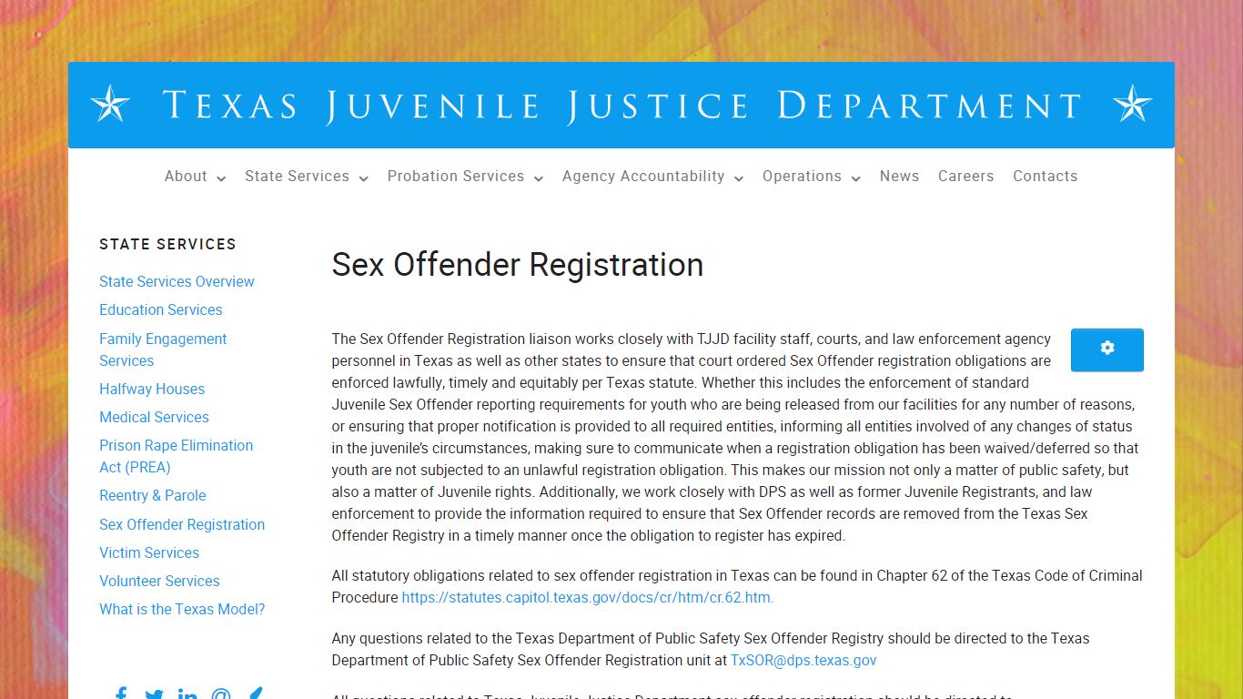 Sex Offender Registration - tjjd.texas.gov